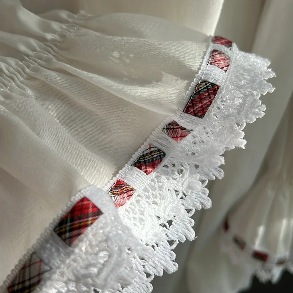 White Ruffled Women's Renaissance Top - Picture 6 of 9